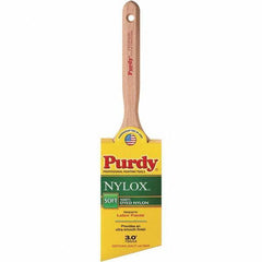 Purdy - 3" Angled Synthetic Trim Brush - 3-3/16" Bristle Length, 3-3/16" Wood Fluted Handle - Industrial Tool & Supply