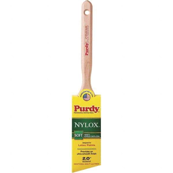 Purdy - 2" Angled Synthetic Trim Brush - 2-11/16" Bristle Length, 2-11/16" Wood Fluted Handle - Industrial Tool & Supply