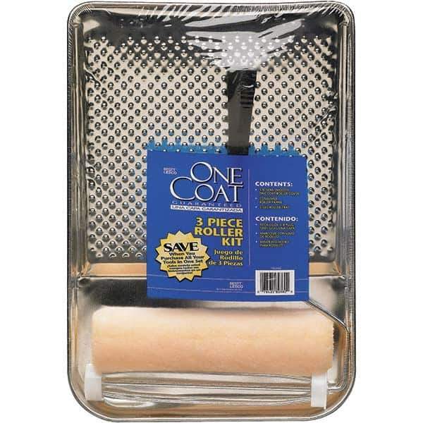 Bestt-Liebco - 12" Long, 3/8" Nap, Mini Roller Kit - 9" Wide, Metal Frame, Includes Paint Tray, Roller Cover & Frame - Industrial Tool & Supply