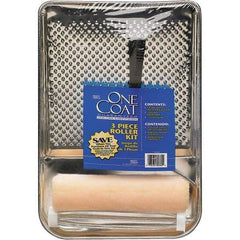 Bestt-Liebco - 12" Long, 3/8" Nap, Mini Roller Kit - 9" Wide, Metal Frame, Includes Paint Tray, Roller Cover & Frame - Industrial Tool & Supply