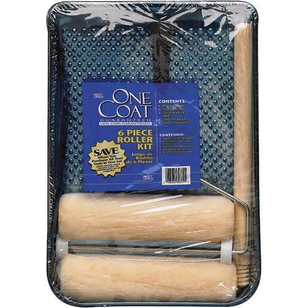 Bestt-Liebco - 12" Long, 3/8" Nap, Mini Roller Kit - 9" Wide, Metal Frame, Includes Paint Tray, Roller Cover & Frame - Industrial Tool & Supply