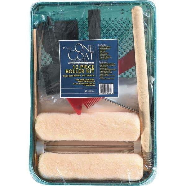 Bestt-Liebco - 12" Long, 3/8" Nap, Mini Roller Kit - 9" Wide, Metal Frame, Includes Paint Tray, Roller Cover & Frame - Industrial Tool & Supply