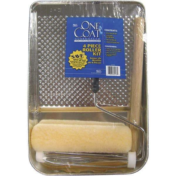 Bestt-Liebco - 12" Long, 3/8" Nap, Mini Roller Kit - 9" Wide, Metal Frame, Includes Paint Tray, Roller Cover & Frame - Industrial Tool & Supply