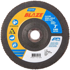 Norton - 7" 40 Grit 7/8" Center Hole Type 27 Ceramic Alumina Flap Disc - Industrial Tool & Supply