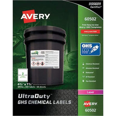 AVERY - 7-3/4" Long, White Paper Laboratory Label - For Laser Printers - Industrial Tool & Supply