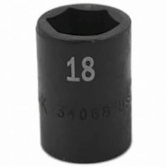 SK - Impact Socket - 1/2"DR 18MM IMPACT SOCKET - Industrial Tool & Supply
