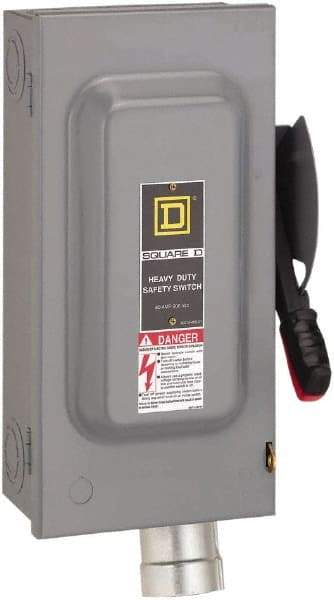 Square D - 60 Amp, 600 VAC, 3 Pole Fused Safety Switch - NEMA 12, 50 hp at 600 VAC (Triple Phase) - Industrial Tool & Supply
