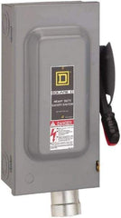 Square D - 60 Amp, 600 VAC, 3 Pole Fused Safety Switch - NEMA 12, 50 hp at 600 VAC (Triple Phase) - Industrial Tool & Supply