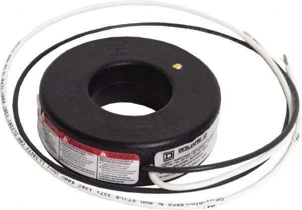Square D - 600 Amp AC Input, 5 Amp AC Output, Panel Meter Current Transformer - Flying Lead Terminal, For Use with Ammeter, Solid State Transducer - Industrial Tool & Supply