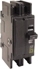 Square D - 20 Amp, 120/240 VAC, 2 Pole, DIN Rail Mounted, Flush Mount, Surface Mount Miniature Circuit Breaker - Thermal Magnetic Trip, 10 kA at 120/240 VAC Breaking Capacity, 14-2 (Aluminum), 14-2 (Copper) AWG, 74mm Deep x 103mm High x 19mm Wide - Industrial Tool & Supply
