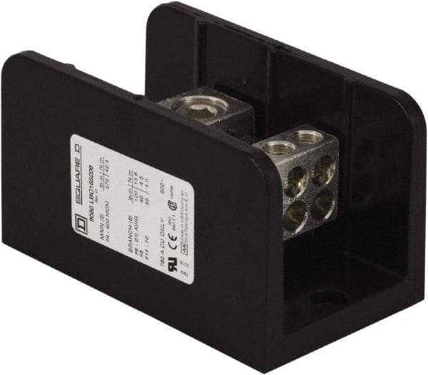 Square D - 1 Pole, 760 (Copper) Amp, Phenolic Power Distribution Block - 600 VAC, 2 Primary Connection - Industrial Tool & Supply