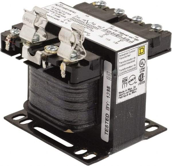 Square D - 50 VA, Top Mount Fuse Block Control Transformer - 50/60 Hz, 3.09 Inch Deep x 2.58 Inch High - Industrial Tool & Supply