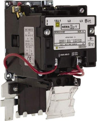 Square D - 600 Coil VAC, 27 Amp, NEMA Size 1, Open Enclosure NEMA Motor Starter - 1 Phase hp: 7 1/2 at 200 Volt, 7 1/2 at 230 Volt, 3 Phase hp: 10 at 460 Volt, 10 at 575 Volt - Industrial Tool & Supply