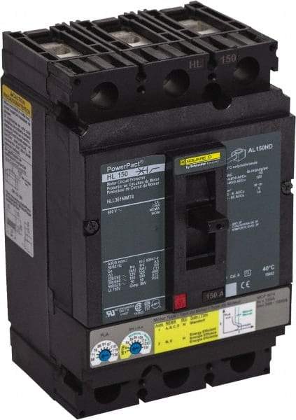 Square D - 150 Amp, 600 V, 3 Pole, Panel Mount Motor Circuit Breaker - Magnetic Trip, Multiple Breaking Capacity Ratings - Industrial Tool & Supply