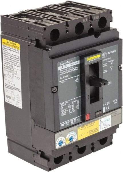 Square D - 150 Amp, 600 V, 3 Pole, Panel Mount Motor Circuit Breaker - Magnetic Trip, Multiple Breaking Capacity Ratings - Industrial Tool & Supply