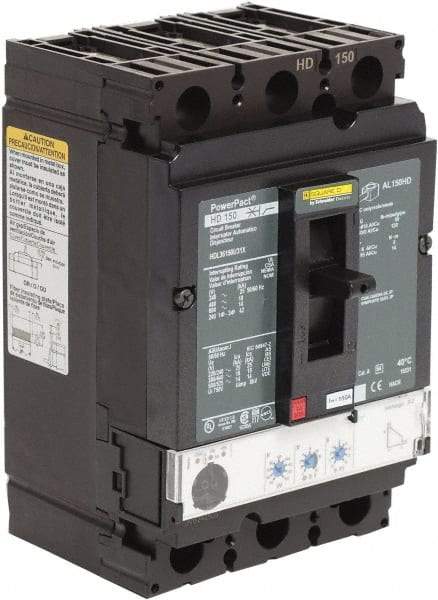 Square D - 150 Amp, 600 VAC, 3 Pole, Panel Mount Molded Case Circuit Breaker - Electronic Trip, Multiple Breaking Capacity Ratings, 14-3/0 AWG - Industrial Tool & Supply