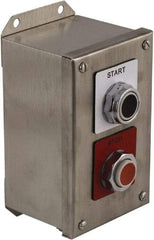 Schneider Electric - 2 Operator, Projecting Pushbutton Control Station - Start, Stop (Legend), Momentary Switch, 1NO/2NC Contact, NEMA 13, 3, 4 - Industrial Tool & Supply
