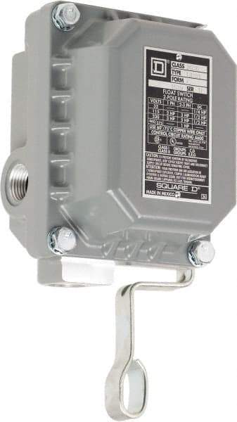 Square D - 7 and 9 NEMA Rated, DPST, Float Switch Pressure and Level Switch - 575 VAC, Line-Load-Load-Line Terminal - Industrial Tool & Supply