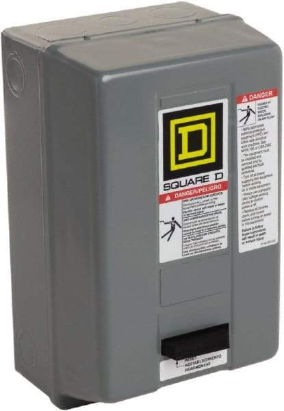Square D - 110 Coil VAC at 50 Hz, 120 Coil VAC at 60 Hz, 9 Amp, Nonreversible Enclosed Enclosure NEMA Motor Starter - 1/3 hp at 1 Phase, 1 Enclosure Rating - Industrial Tool & Supply