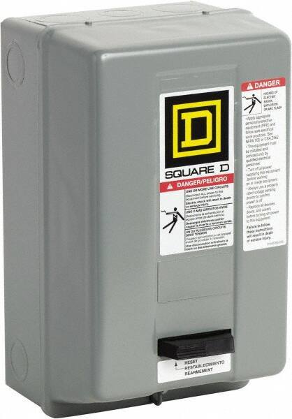 Square D - 208 Coil VAC at 60 Hz, 18 Amp, Nonreversible Enclosed Enclosure NEMA Motor Starter - 3 hp at 1 Phase, 1 Enclosure Rating - Industrial Tool & Supply
