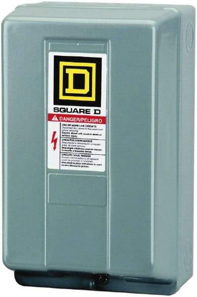 Square D - 1 NEMA Rated, 3 Pole, Electrically Held Lighting Contactor - 30 A (Tungsten), 110 VAC at 50 Hz, 120 VAC at 60 Hz - Industrial Tool & Supply