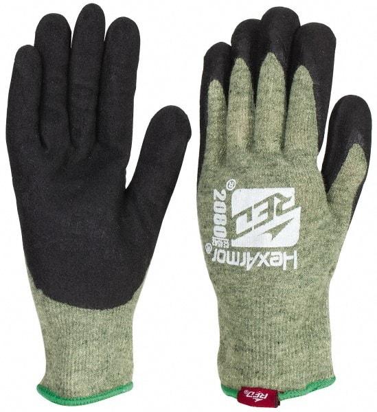 HexArmor - Size L (9), ANSI Cut Lvl A6, Puncture Lvl 3, Nitrile Coated Kevlar Cut Resistant Gloves - 11" Long, Palm Coated, Black, Paired - Industrial Tool & Supply