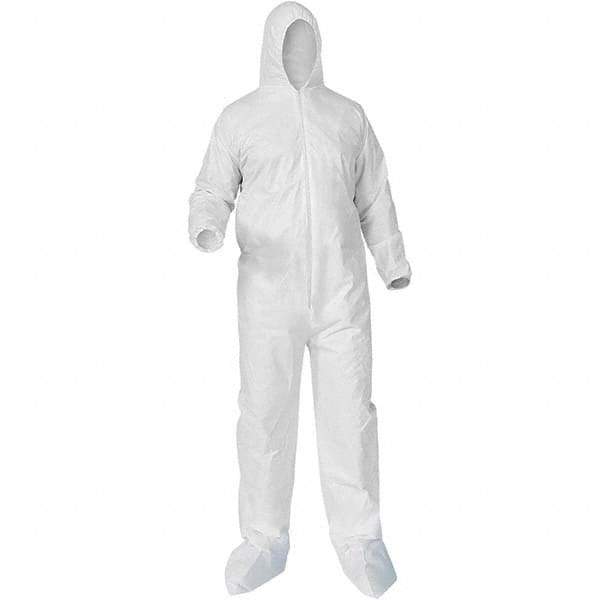 KleenGuard - Size 3XL Polypropylene General Purpose Coveralls - White, Zipper Closure, Elastic Cuffs, Elastic Ankles, Serged Seams - Industrial Tool & Supply