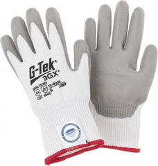 PIP - Size S, ANSI Cut Lvl A4, Cut Resistant Gloves - Palm & Fingers Coated, White/Gray - Industrial Tool & Supply
