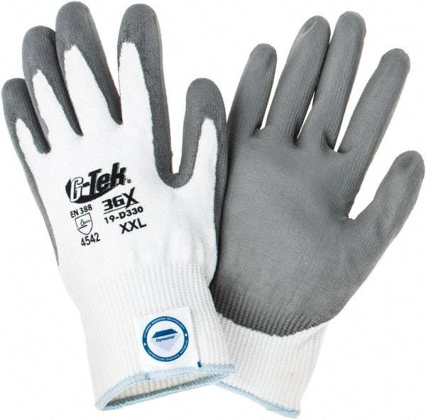 PIP - Size 2XL, ANSI Cut Lvl A4, Cut Resistant Gloves - Palm & Fingers Coated, White/Gray - Industrial Tool & Supply