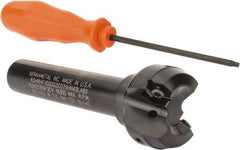 Kennametal - 1.518" Cut Diam, 0.064" Max Depth, 3/4" Shank Diam, Cylindrical Shank Indexable High-Feed End Mill - Screw Holding Method, HNGJ0604ANENLD Insert, KSHR Toolholder, Through Coolant - Industrial Tool & Supply