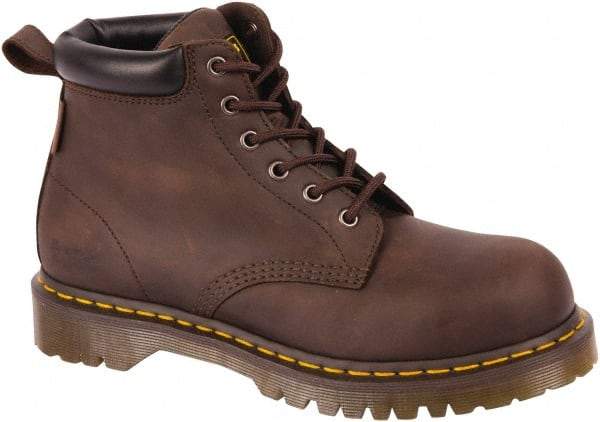 Dr. Martens - Unisex Size 7 Medium Width Steel Work Boot - Brown, Leather Upper, PVC Outsole, 6-1/2" High, Hot Weather, Non-Slip, Electrostatic Dissipative (ESD), Puncture Resistant - Industrial Tool & Supply