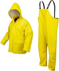 MCR Safety - Size XL, Yellow, Rain, Disposable Encapsulated Suit - 57" Chest, 2 Pockets, Detachable Hood - Industrial Tool & Supply