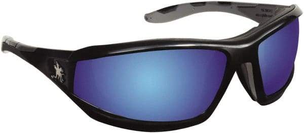 MCR Safety - Blue Mirror Lenses, Framed Safety Glasses - Scratch Resistant, Polycarbonate Frame, Size Universal, Wrap Around - Industrial Tool & Supply