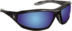 MCR Safety - Blue Mirror Lenses, Framed Safety Glasses - Scratch Resistant, Polycarbonate Frame, Size Universal, Wrap Around - Industrial Tool & Supply