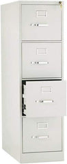 Hon - 15" Wide x 52" High x 26-1/2" Deep, 4 Drawer Vertical File with Lock - Steel, Light Gray - Industrial Tool & Supply