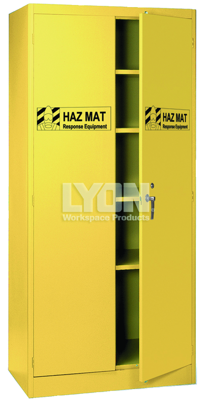 HazMat Cabinet - #5460HM - 36 x 24 x 78" - Setup with 4 shelves - Yellow only - Industrial Tool & Supply