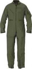 PROPPER - Size 44 Short, Green, Two Way Zipper, Flame Resistant/Retardant Flight Suit - 44" Chest, Nomex, 6 Pockets, Sewn to Mil Spec FNS/PD 96-17 (MIL-C-83141A), Adjustable Waist Belt with Hook and Loop Closure, Bi-Swing Back - Industrial Tool & Supply