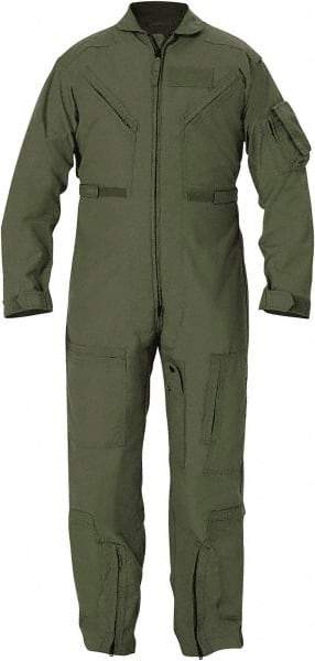 PROPPER - Size 46 Long, Green, Two Way Zipper, Flame Resistant/Retardant Flight Suit - 46" Chest, Nomex, 6 Pockets, Sewn to Mil Spec FNS/PD 96-17 (MIL-C-83141A), Adjustable Waist Belt with Hook and Loop Closure, Bi-Swing Back - Industrial Tool & Supply