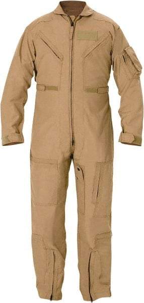 PROPPER - Size 42 Regular, Tan, Two Way Zipper, Flame Resistant/Retardant Flight Suit - 42" Chest, Nomex, 6 Pockets, Sewn to Mil Spec FNS/PD 96-17 (MIL-C-83141A), Adjustable Waist Belt with Hook and Loop Closure, Bi-Swing Back - Industrial Tool & Supply