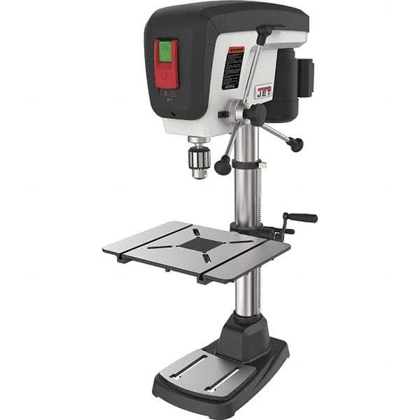 Jet - 15" Swing, Step Pulley Drill Press (Woodworking) - 16 Speed, 3/4 hp, Single Phase - Industrial Tool & Supply
