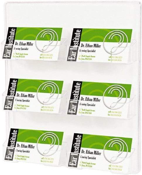 Deflect-o - 8-3/8" Wide x 1-1/2" Deep x 9-3/4" High, 6 Compartments, Plastic Business Card Holder - Clear, 4-1/10" Compartment Width x 1-1/2" Compartment Depth x 1" Compartment Height - Industrial Tool & Supply