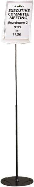 DURABLE - 8-1/2" Wide x 40-60" High Sign Compatiblity, Acrylic Sign Holder - Gray, 60" Holder Height - Industrial Tool & Supply