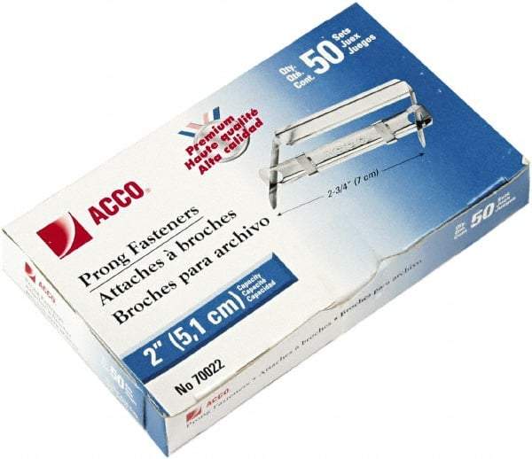ACCO - 50 Piece Paper File Fasteners - 2-3/4" Long - Industrial Tool & Supply