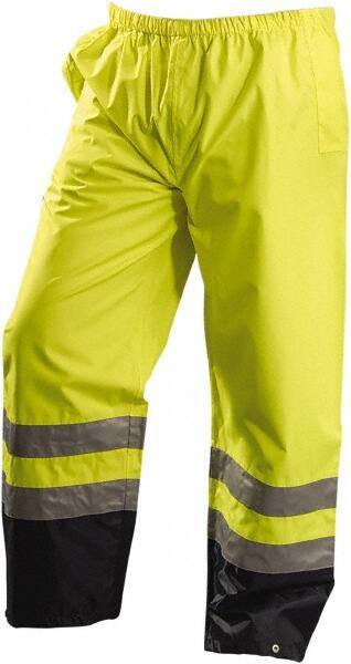 OccuNomix - Size L, High Visibility Yellow, Rain Pants - 2 Pockets, Open Ankle - Industrial Tool & Supply