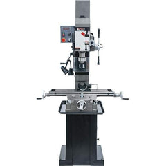 Jet - 3 Phase, 19-11/16" Swing, Geared Head Mill Drill Combination - 32-1/4" Table Length x 9-1/2" Table Width, 20-1/2" Longitudinal Travel, 8-1/4" Cross Travel, Variable Spindle Speeds, 1.5 hp, 230 Volts - Industrial Tool & Supply