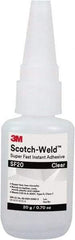 3M - 0.71 oz Bottle Clear Instant Adhesive - Series Part Number SF20, 3 to 30 sec Working Time, 24 hr Full Cure Time - Industrial Tool & Supply