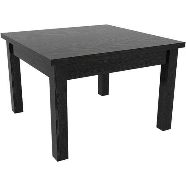 ALERA - 20" Long x 23.63" Wide x 20.38" High Stationary Reception Table - 1" Thick, Black, Wood Grain Laminate - Industrial Tool & Supply