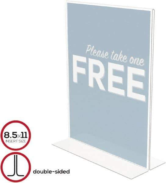 Deflect-o - 8-1/2" Wide x 11" High Sign Compatiblity, Plastic Sign Holder - Clear, 11" Holder Height - Industrial Tool & Supply