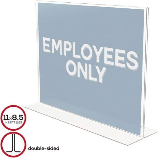 Deflect-o - 11" Wide x 8-1/2" High Sign Compatiblity, Plastic Sign Holder - Clear, 8-1/2" Holder Height - Industrial Tool & Supply
