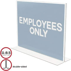 Deflect-o - 11" Wide x 8-1/2" High Sign Compatiblity, Plastic Sign Holder - Clear, 8-1/2" Holder Height - Industrial Tool & Supply